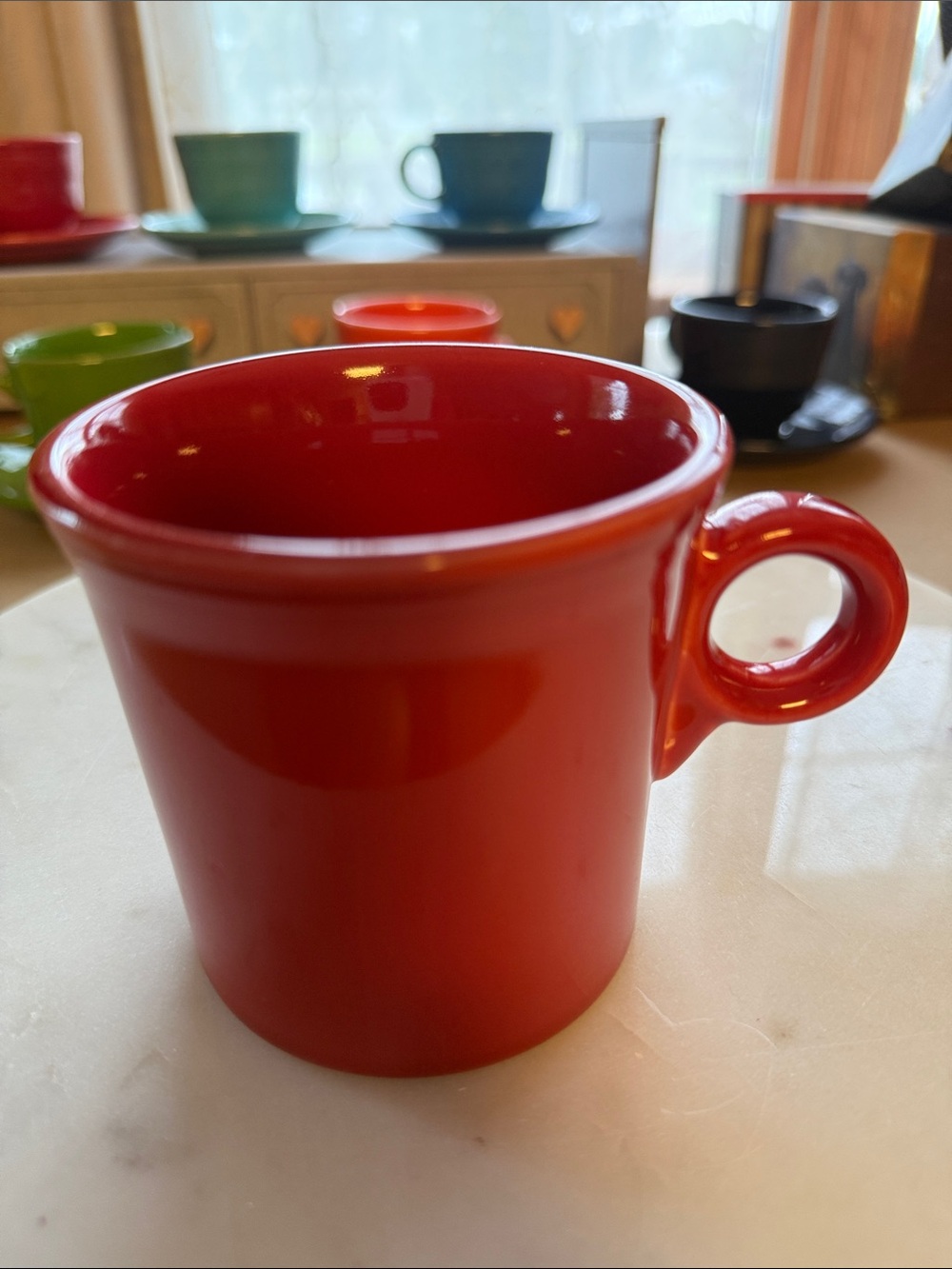 Fiesta Red Ceramic Mug with Loop Handle